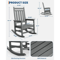 Garvee Silla Mecedora Poly Lumber para Exterior - HDPE Resistente a Todo Clima - Respaldo Alto y Base Estable - Gris - Ideal para Patio y Porche