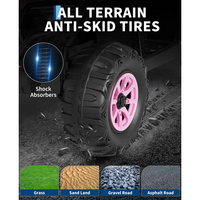 Garvee Quad Eléctrico 12V, 2 Motores, Suspensión, LED, Bluetooth, Música, USB, Control Parental, Ruedas de Plástico Off-Road, 3-6 años, Exterior, Rosa