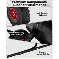 Garvee Empujador de Nieve Grande de Acero Resistente 73.66 Cm con Ruedas, Mango Ajustable y Base Protectora, Equipo Especializado para Propietarios de Autos en Entradas de Coches, Negro