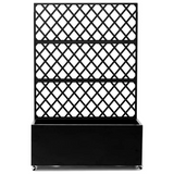 Garvee Jardinera Elevada de Acero Galvanizado con Enrejado y Pantalla de Privacidad para Patio y Balcón 180 × 117 × 41 cm - Negro