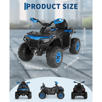 Garvee Quad Eléctrico 12V, Control Remoto, 2 Motores Potentes, Suspensión, LED, Bluetooth, Música, USB, 3-6 años, Exterior, Azul