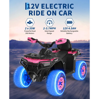 Garvee Quad Eléctrico Infantil 12V Todo Terreno, 2 Motores Potentes, Control Parental, Suspensión, LED, Bluetooth, USB, Rosa Oscuro para Niños 3-8 Años