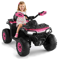 Garvee Quad Eléctrico Infantil 12V Todo Terreno, 2 Motores Potentes, Control Parental, Suspensión, LED, Bluetooth, USB, Rosa Oscuro para Niños 3-8 Años