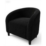 Garvee Sillón Envolvente Auxiliar de Tejido de Borreguito, Butaca Ergonómica con Respaldo Redondeado y Bolsillo Lateral para Salón y Dormitorio, 63.5x68x71 cm, Negro - Negro