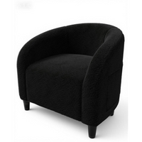 Garvee Sillón Envolvente Auxiliar de Tejido de Borreguito, Butaca Ergonómica con Respaldo Redondeado y Bolsillo Lateral para Salón y Dormitorio, 63.5x68x71 cm, Negro