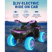 Garvee Quad Eléctrico Infantil 12V ATV Todo Terreno, 2 Motores Potentes, Control Parental, Suspensión, LED, Bluetooth, USB, Exterior, Niños 3-8 Años