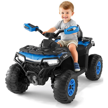 Garvee Quad Eléctrico 12V, Control Remoto, 2 Motores Potentes, Suspensión, LED, Bluetooth, Música, USB, 3-6 años, Exterior, Azul
