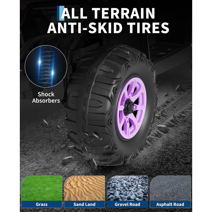 Garvee Quad Eléctrico Infantil 12V ATV Todo Terreno, 2 Motores Potentes, Control Parental, Suspensión, LED, Bluetooth, USB, Exterior, Niños 3-8 Años