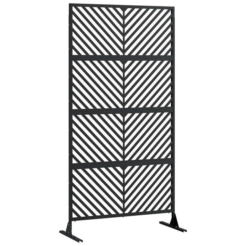 Garvee Pantalla de Privacidad Metálica para Exterior 180x90 cm Panel Separador de Ambientes Antióxido Jardín y Balcón Negro