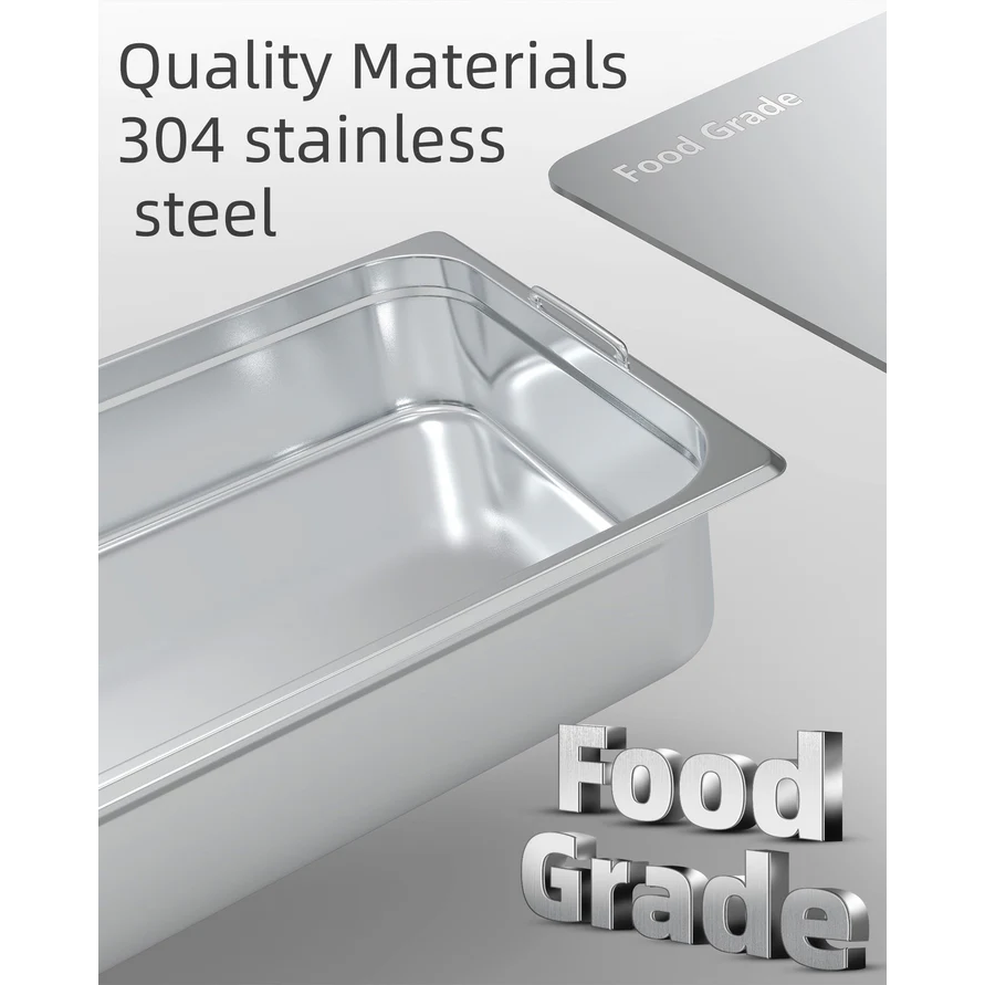 Garvee 6 Pack Full Size Food Pan Acero Inoxidable 10 cm Deep para Catering y Hoteles NSF Certificado