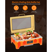 Garvee Chafing Dish Profi Set 9L Acero Inoxidable Para Buffets Y Catering, Gran Capacidad, Fácil Limpieza, Pies Plegables, Asa Ergonómica
