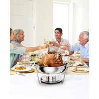 Garvee Set Buffet Redondo 2-Pack 4.7L Acero Inoxidable con Bandejas y Marco Plegable para Catering y Eventos, Durable y Versátil, Plateado