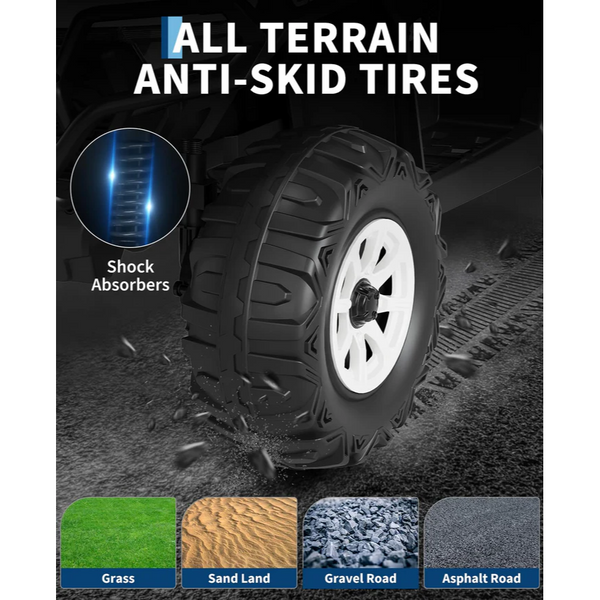 Coche infantil con suspensión y neumáticos resistentes para conducción segura