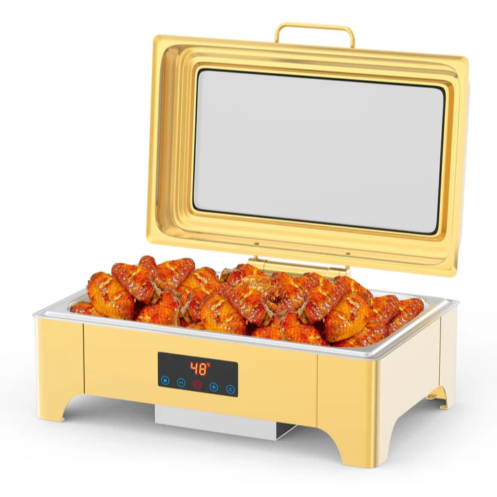 Garvee Chafing Dish Profi Set 9L Acero Inoxidable Para Buffets Y Catering, Gran Capacidad, Fácil Limpieza, Pies Plegables, Asa Ergonómica
