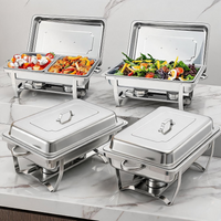 Garvee Juego de 4 Chafing Dishes Buffet 7,5 Litros 8 QT Acero Inoxidable Calentadores de Comida con Bandejas Enteras y Divididas para Catering Banquetes y Bodas Plata