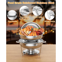 Garvee Set Buffet Redondo 2-Pack 4.7L Acero Inoxidable con Bandejas y Marco Plegable para Catering y Eventos, Durable y Versátil, Plateado