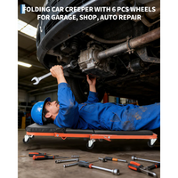 Garvee Asiento Rastrillo Mecánico 2 en 1 Z-Style 91cm, Acero Reforzado, 6 Ruedas, 149.7kg, 2 Pares de Guantes, Negro y Naranja, para Taller