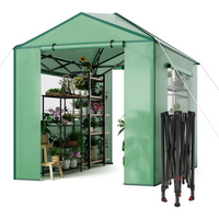 Garvee Invernadero Plegable de Jardín 180x240 cm Caseta de Cultivo con Ventanas de Malla Transparente