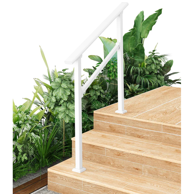 Garvee Pasamanos para Peldaños de 3 Pasos Exterior e Impermeable de Aleación de Aluminio para Entradas y Patios Blanco