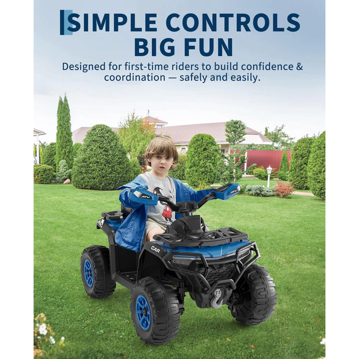 Garvee Quad Eléctrico Infantil 12V Todo Terreno Azul Para Niños 3-8 Años Con Control Parental y Bluetooth