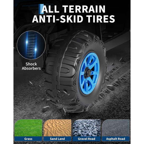 Coche infantil con suspensión y neumáticos resistentes para conducción segura