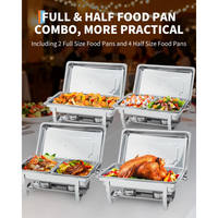Garvee Juego De 4 Chafing Dishes Buffet 8 QT Acero Inoxidable Con Control De Temperatura Para Catering Y Bodas