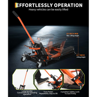 Garvee Elevador Hidráulico para Motocicleta 680kg, Altura Ajustable 12-39cm, Plataforma Antideslizante, Ruedas Giratorias Pesadas, Uso en Taller y Garaje, Negro Naranja
