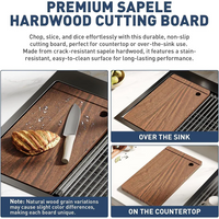 Garvee Fregadero de Acero Inoxidable Calibre 16 Grifo Extraíble de Resorte 304 5 Piezas Empotrado y Encimera para Hogar Cocina y Bar Color Negro Nano 84x56x23cm