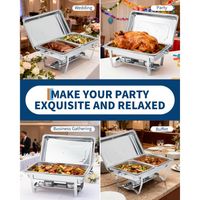Garvee Juego De 4 Chafing Dishes Buffet 8 QT Acero Inoxidable Con Control De Temperatura Para Catering Y Bodas