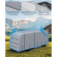 Garvee Cubierta Extra Gruesa para Travel Trailer RV 8.23-9.14 m , Resistente al Agua, con Correas y Cubiertas de Neumáticos, Protección Completa Exterior