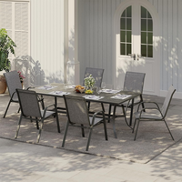 Garvee Set de 4 Sillas de Jardín Apilables de Textilene Transpirable y Estructura de Acero con Tornillos Mejorados, para Exterior, Terraza y Balcón, Gris y Negro