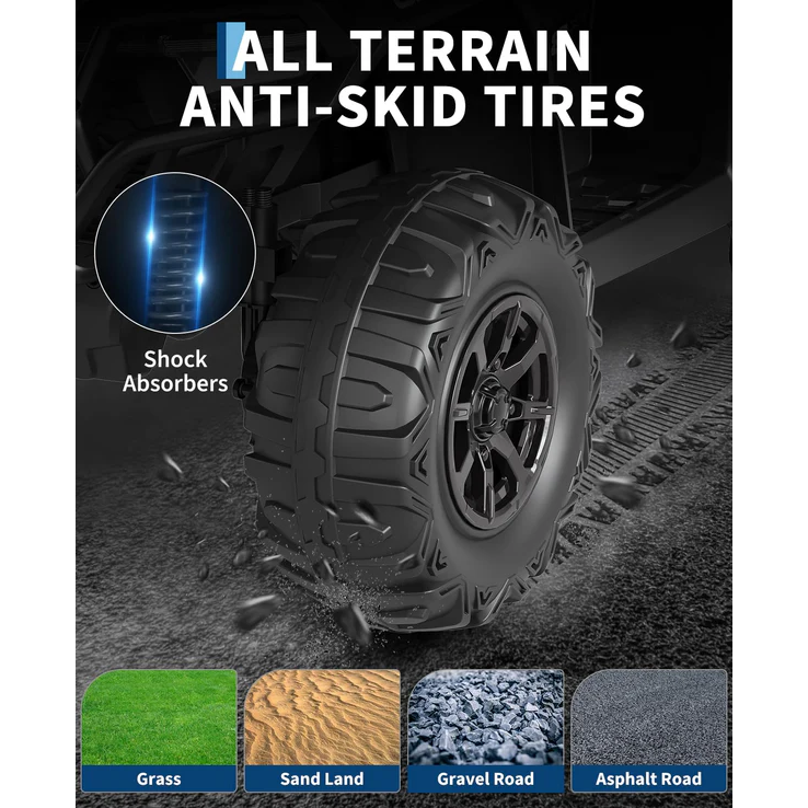 Garvee Quad Eléctrico 12V, 2 Motores, Suspensión Offroad, 4 Ruedas, LED Bluetooth, 3-6 años, Exterior, Negro