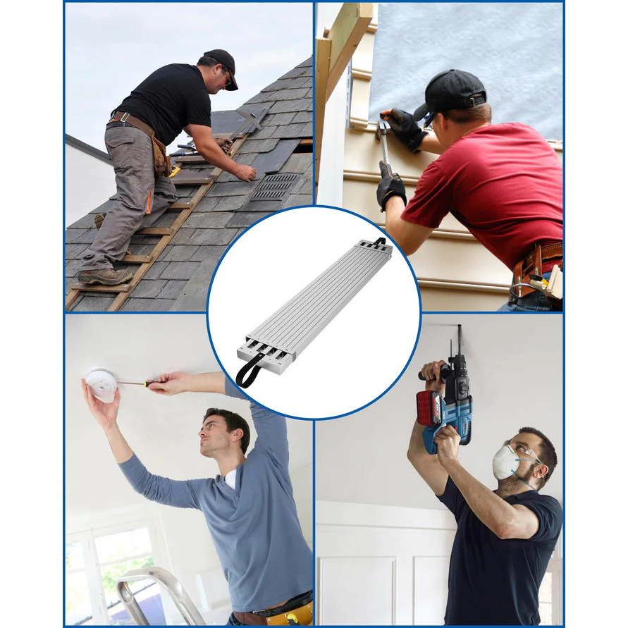 Garvee Plataforma Telescópica de Aluminio 6030 de 2.4-4.0m, Capacidad 200kg, Antideslizante y Ligera, Para Andamios y Escaleras de Uso Interior y Exterior