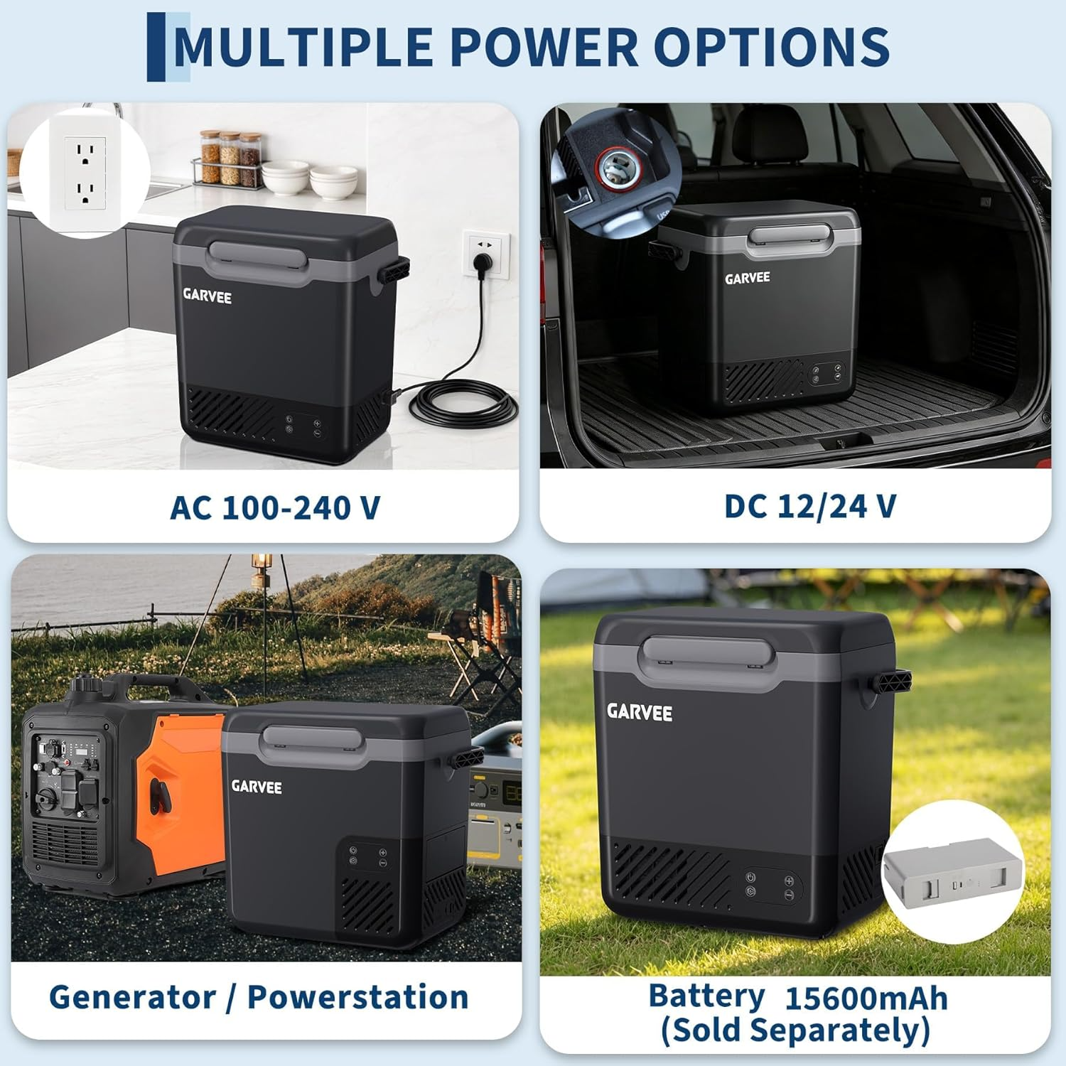 Garvee Nevera Portátil para Coche 18 L, Compresor de -20 °C a 20 °C, APP Inteligente, Placa de Carga de Batería, 12V/24V, con Asa, Gris Oscuro