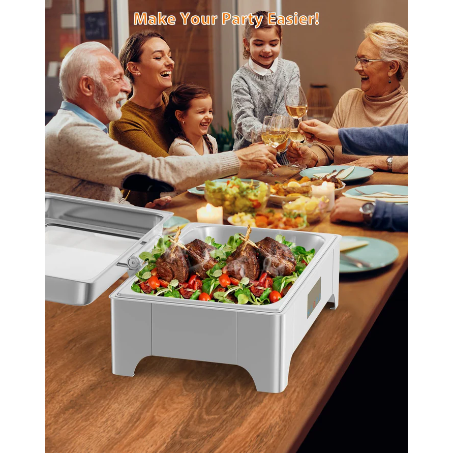 Garvee Set De Chafing Dish Profi 9L Acero Inoxidable Para Buffets Y Catering, Gran Capacidad, Plegable, Fácil Limpieza
