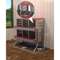 Garvee Caja de Nido para Gallinas 2 Capas 6 Compartimentos con Patas, Acero Galvanizado, Con 6 Huevos Falsos, Recogida Automática Ventilación, Fácil Limpieza, Rojo Verde