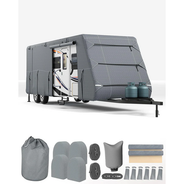 Garvee Protector Exterior para Autocaravana 914–1006 cm, Lona de 7 Capas Anti-UV y Resistente al Agua con Sistema Antiviento, Ventilación Antihumedad y Cremalleras