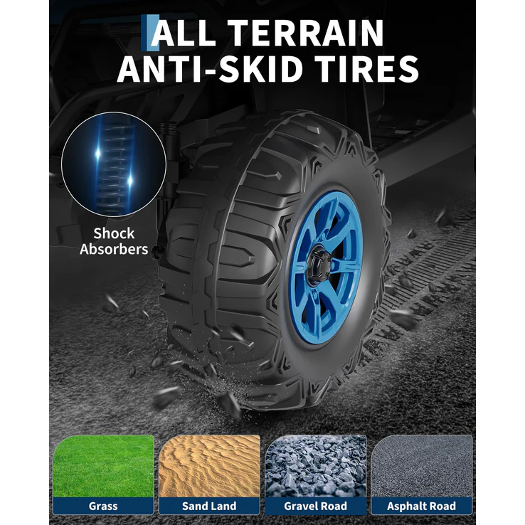 Garvee Quad Eléctrico Infantil 12V Todo Terreno Azul Para Niños 3-8 Años Con Control Parental y Bluetooth