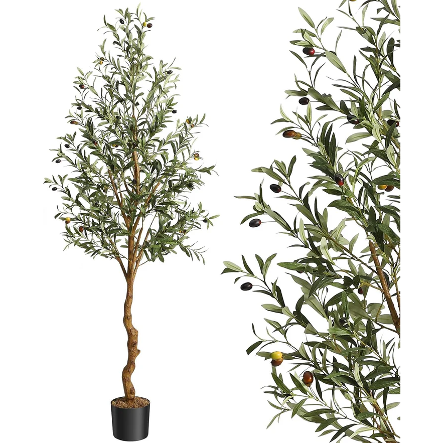 Garvee Árbol de Olivo Artificial 180 cm Plantas de Olivo Realistas Grandes para Hogar Sala de Estar Dormitorio Oficina Jardín Verde