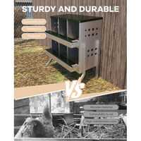 Garvee Caja de Anidación para Gallinas 2 Capas 6 Compartimentos con Patas, Acero Galvanizado, Con 6 Huevos Falsos, Bandeja Recogedora Gallineros, Verde Oscuro