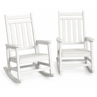 Garvee Set de 2 Mecedoras de Exterior en HDPE con Respaldo Alto de Listones, Capacidad de 158 kg, Blanco
