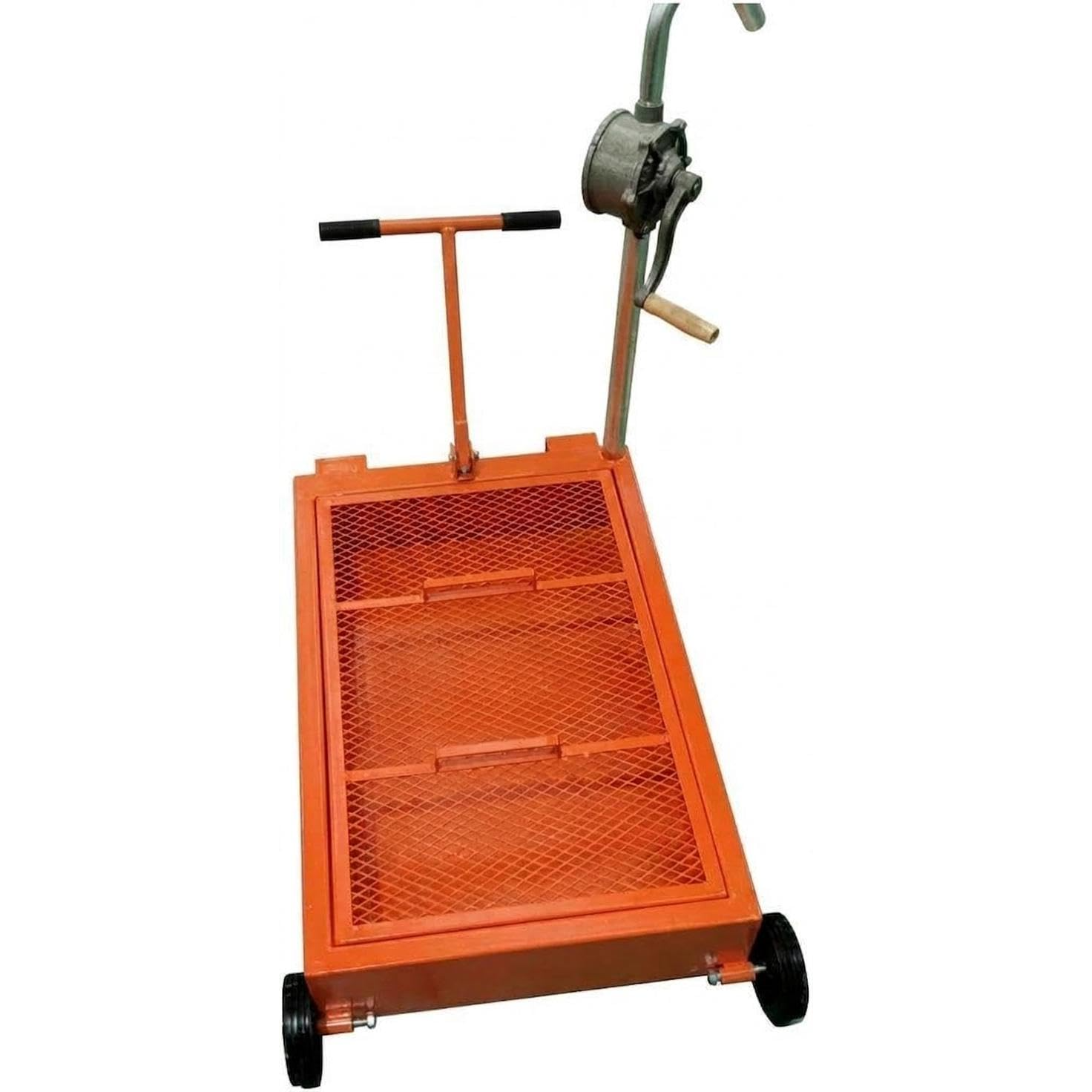 Garvee Carro Recolector de Aceite Usado 95 L, Manivela Manual, Acero Q235A, Ruedas para Taller y Garaje, Color Naranja