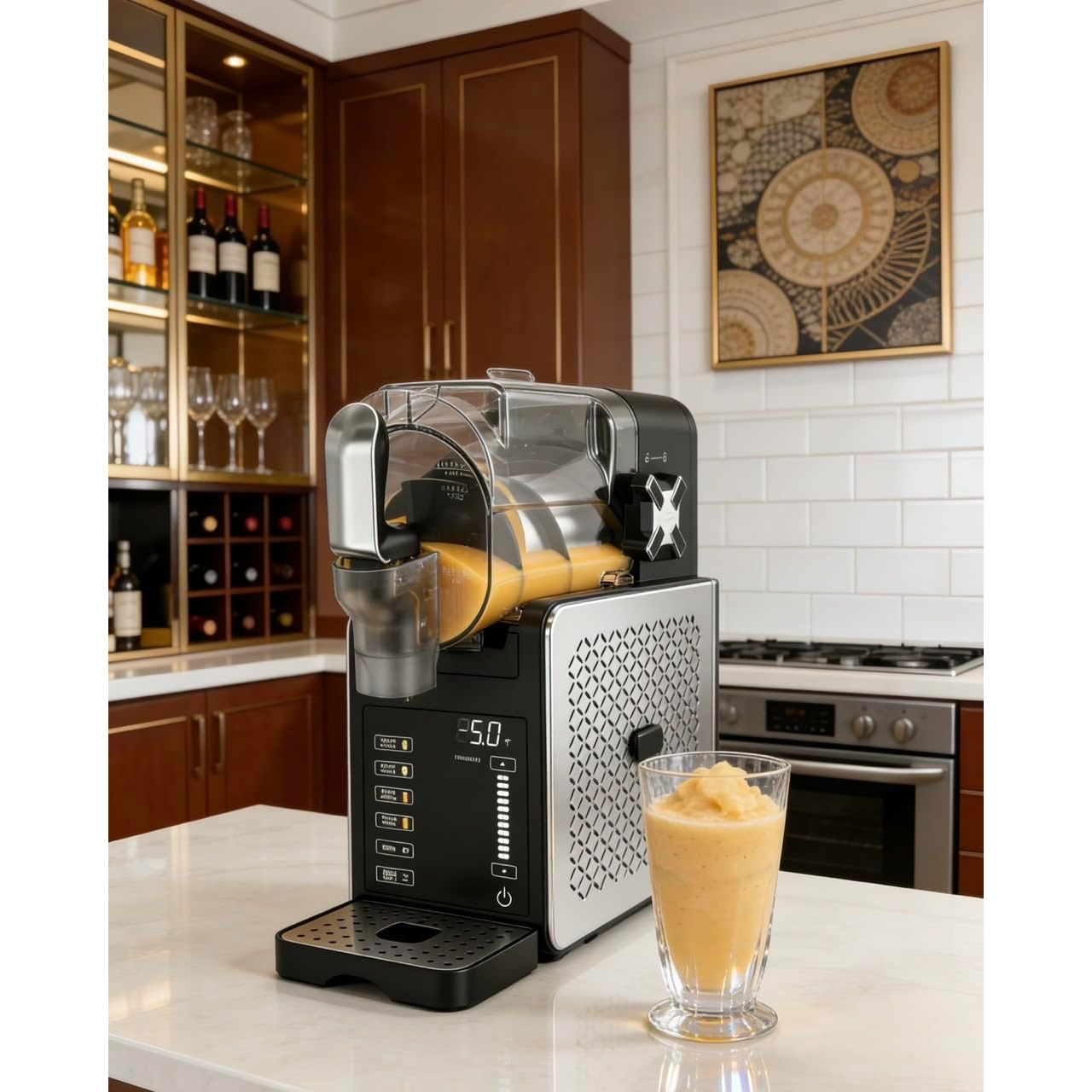 Garvee Máquina de Granizados FS-201 de ABS, Diseño Compacto con Capacidad Única, Estándar Europeo para Bares y Eventos, Negro