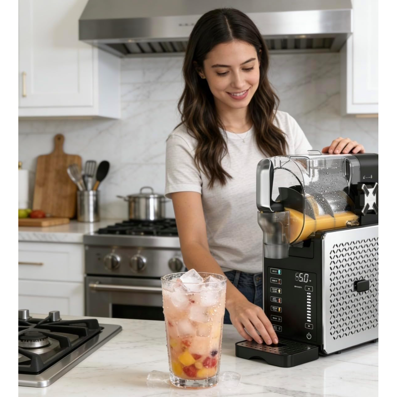 Garvee Máquina de Granizados FS-201 de ABS, Diseño Compacto con Capacidad Única, Estándar Europeo para Bares y Eventos, Negro