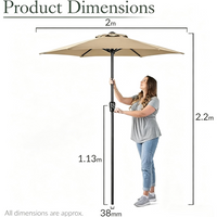 Garvee Sombrilla de Exterior de 229 cm, Inclinación Ajustable con Manivela, Mástil de Hierro 38 mm, Tejido Poliéster 180g Anti-UV, Color Caqui