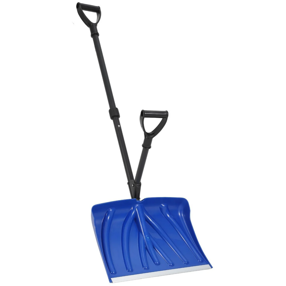 Garvee Pala Quitanieves Resistente en Acero al Carbono con Mango Telescopico Doble Ideal para Jardin, Azul y Plateado