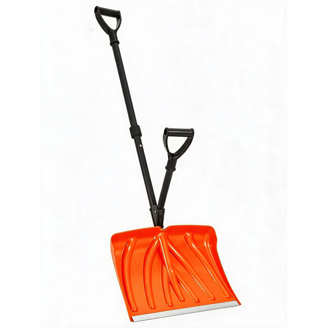 Garvee Pala Quitanieves Resistente en Acero al Carbono con Mango Telescopico Doble Ideal para Jardin, Naranja y Plateado