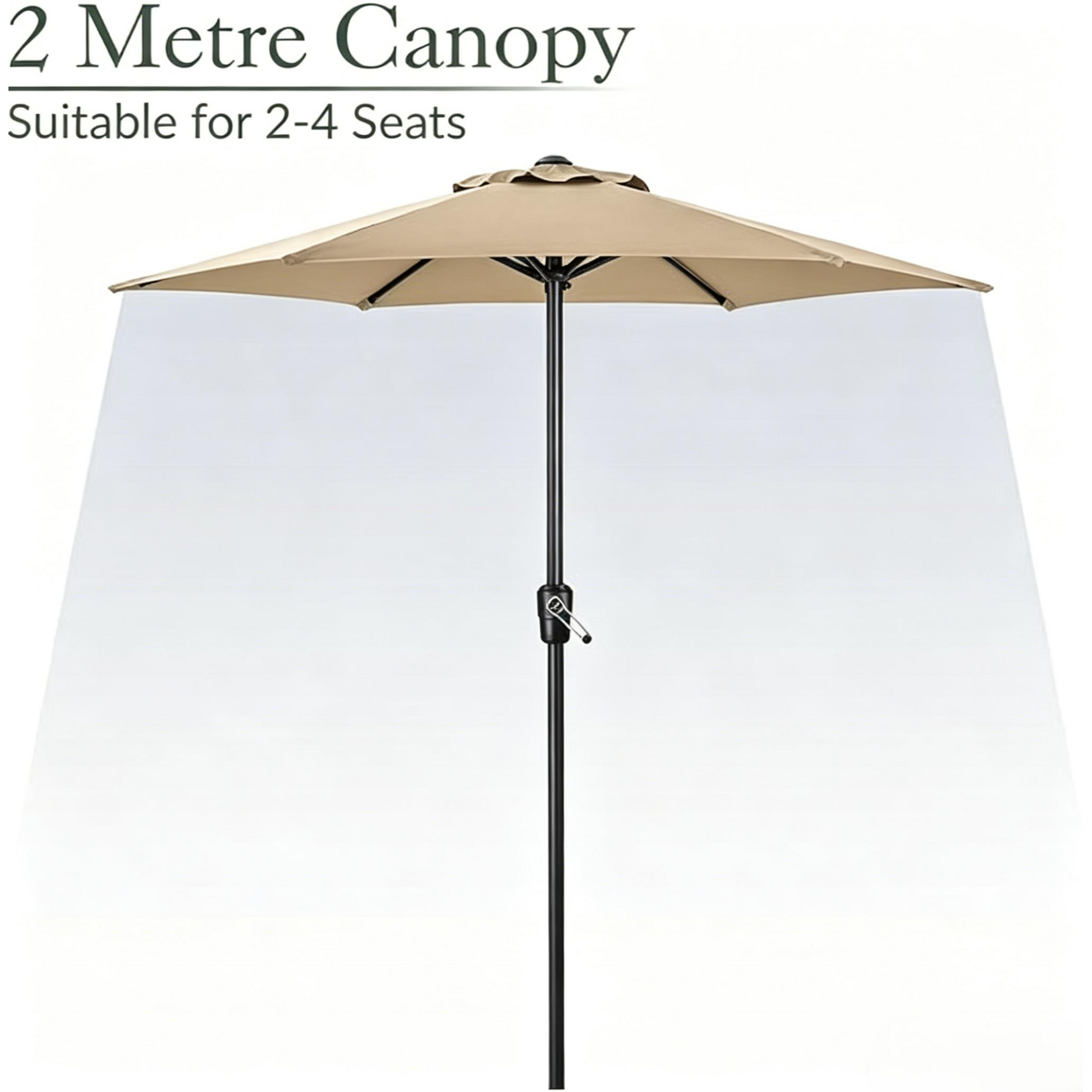 Garvee Sombrilla de Exterior de 229 cm, Inclinación Ajustable con Manivela, Mástil de Hierro 38 mm, Tejido Poliéster 180g Anti-UV, Color Caqui