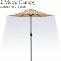 Garvee Sombrilla de Exterior de 229 cm, Inclinación Ajustable con Manivela, Mástil de Hierro 38 mm, Tejido Poliéster 180g Anti-UV, Color Caqui