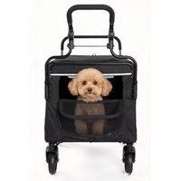 Garvee Cochecito Todoterreno de Mascotas de Dos Funciones, Carrito Plegable con Rampa de Acceso de Hierro y Tela para Perros Grandes y Medianos